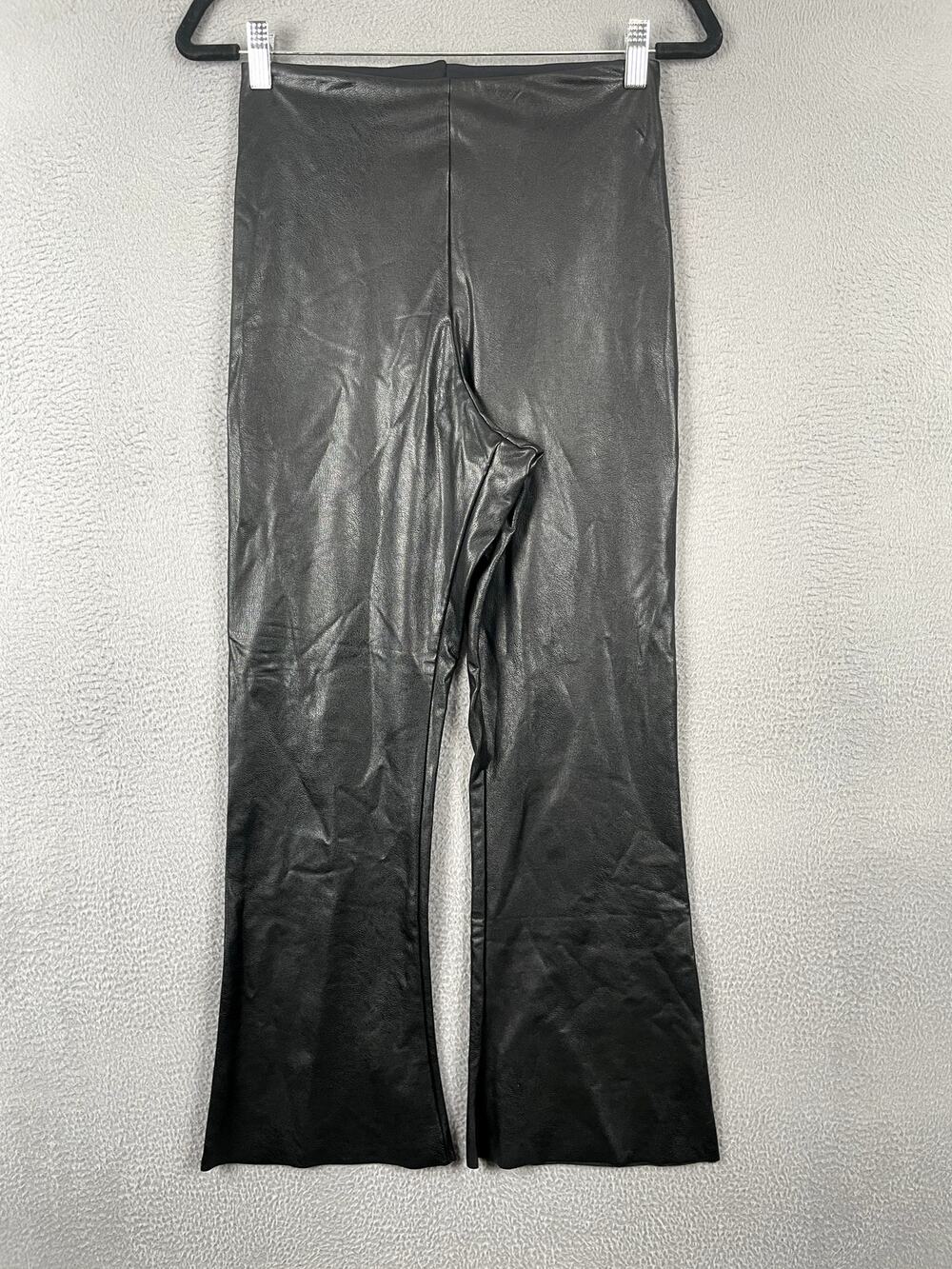 Commando Faux Leather Flare Pants Womens Large Black High Rise Pull On Stretch